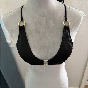 H&M Black Bikini Top with Gold Accents, Sz 4
